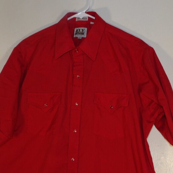 Ely Cattleman Short Sleeve Pearl Snap Western Rodeo Shirt Sz LT Tall Man - Picture 2 of 5